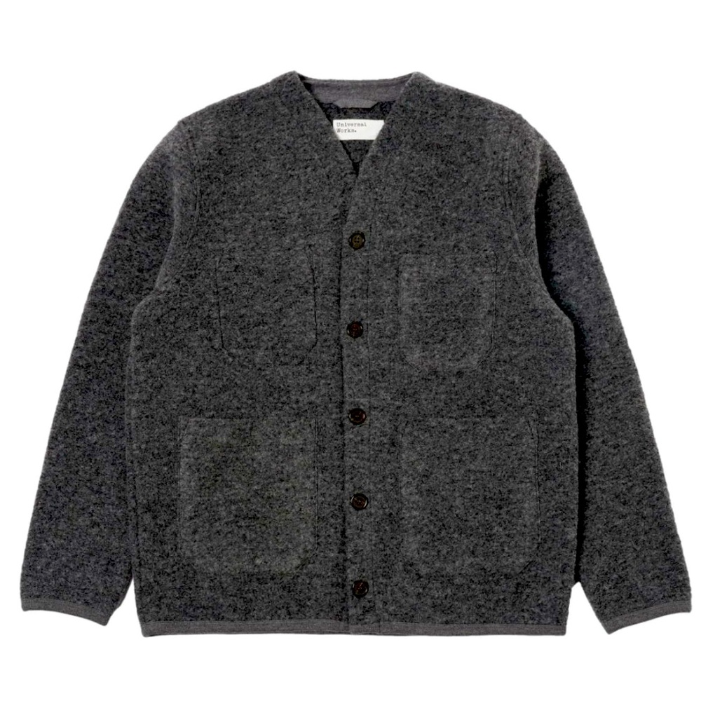United Works Men's Gray Sweater Cardigan Fleece